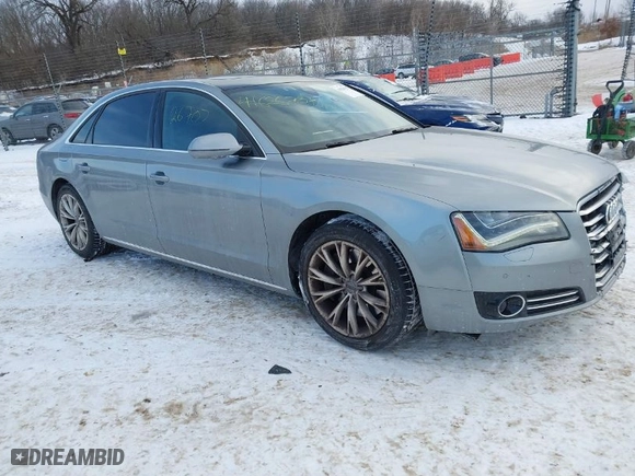 2012 Audi A8 L with VIN WAURVAFD8CN017206, listed as a IAAI auction lot 41626707 with 138,922 mi miles. Bid and sale history available at carsss.com. Image 1.
