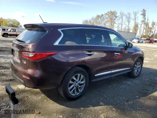 2013 Infiniti JX35 with VIN 5N1AL0MM8DC342675, listed as a Copart auction lot 75515044 with 124,913 mi miles and Salvage Title. Bid and sale history available at carsss.com. Image 3.