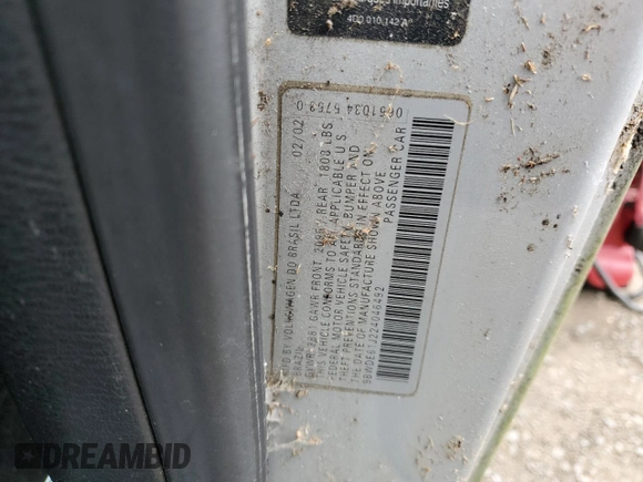 2002 Volkswagen GTI z VIN 9BWDE61J224046492, wystawiony jako Copart lot #61038925 z przebiegiem Nie podano mil oraz Czysty tytuł • Clean title. Historia ofert i sprzedaży dostępna na DreamBid. Obrazek 12.