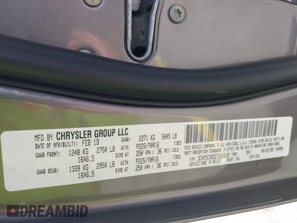 2013 Dodge Journey SE with VIN 3C4PDCAB3DT626929, listed as a IAAI auction lot 42318702 with Not provided miles and . Bid and sale history available at DreamBid. Image 9.