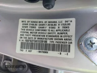 2014 Honda Civic Sedan LX with VIN 19XFB2F50EE039186, listed as a IAAI auction lot 41822494 with 116,499 mi miles. Bid and sale history available at carsss.com. Image 9.