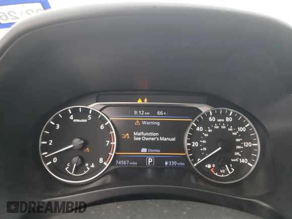 2021 Nissan Altima 2.5 SR with VIN 1N4BL4CV8MN383991, listed as a Copart auction lot 48206975 with 74,567 mi miles and Salvage Title. Bid and sale history available at carsss.com. Image 9.