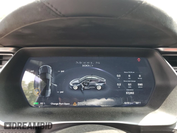 2017 Tesla Model S 100D with VIN 5YJSA1E24HF191280, listed as a Copart auction lot 62598095 with 57,262 mi miles and Clean title. Bid and sale history available at DreamBid. Image 9.