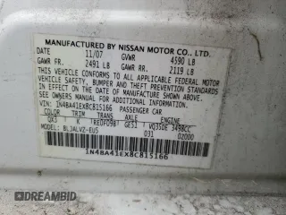 2008 Nissan Maxima 3.5 SE with VIN 1N4BA41EX8C815166, listed as a Copart auction lot 44955355 with 162,292 mi miles and Clean Title. Bid and sale history available at carsss.com. Image 12.