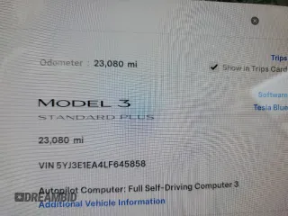 2020 Tesla Model 3 Standard Range Plus with VIN 5YJ3E1EA4LF645858, listed as a Copart auction lot 55291565 with 23,080 mi miles and Clean Title. Bid and sale history available at DreamBid. Image 9.