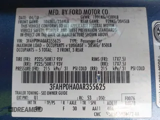 2010 Ford Fusion SE z VIN 3FAHP0HA0AR355625, wystawiony jako IAAI lot #41938652 z przebiegiem 157 660 mil mil oraz . Historia ofert i sprzedaży dostępna na DreamBid. Obrazek 9.