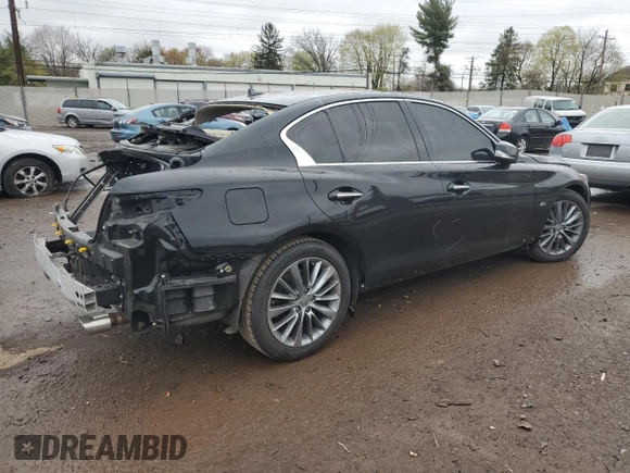 2020 Infiniti Q50 with VIN JN1EV7AR3LM252421, listed as a Copart auction lot 52086965 with 37,087 mi miles and Salvage Title. Bid and sale history available at DreamBid. Image 3.