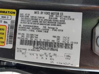 2020 Ford Fusion SE with VIN 3FA6P0HDXLR188646, listed as a IAAI auction lot 42129881 with 85,014 mi miles and . Bid and sale history available at DreamBid. Image 9.