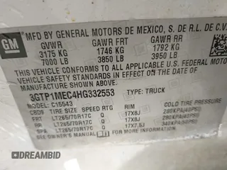 2017 GMC Sierra 1500 SLE z VIN 3GTP1MEC4HG332553, wystawiony jako IAAI lot #41721263 z przebiegiem 172 724 mil mil oraz . Historia ofert i sprzedaży dostępna na DreamBid. Obrazek 9.