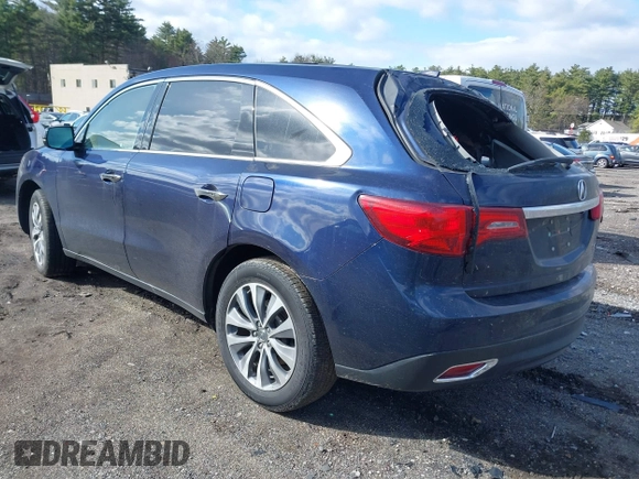 2016 Acura MDX w/Tech with VIN 5FRYD4H40GB053930, listed as a IAAI auction lot 41965048 with 1 mi miles. Bid and sale history available at carsss.com. Image 3.