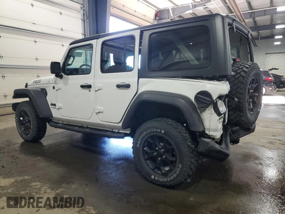 2022 Jeep Wrangler Unlimited Willys with VIN 1C4HJXDM7NW244562, listed as a Copart auction lot 79667744 with 47,157 mi miles and Salvage Title. Bid and sale history available at DreamBid. Image 2.
