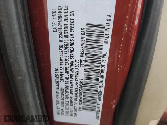 2002 Subaru Legacy Outback z VIN 4S3BH675X27630916, wystawiony jako Copart lot #86770184 z przebiegiem 165 965 mil mil oraz Szkoda całkowita • Salvage title. Historia ofert i sprzedaży dostępna na DreamBid. Obrazek 12.