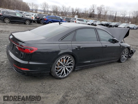 2022 Audi A8 with VIN WAULDAF85NN004895, listed as a Copart auction lot 51758025 with 61,164 mi miles and Salvage title. Bid and sale history available at DreamBid. Image 3.