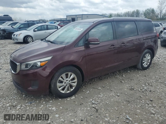 2016 Kia Sedona LX with VIN KNDMB5C12G6163849, listed as a Copart auction lot 55332635 with 94,680 mi miles and Clean Title. Bid and sale history available at carsss.com. Image 1.
