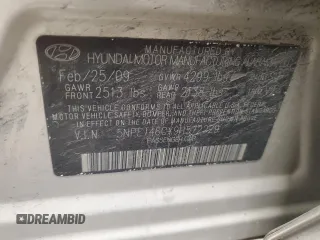 2009 Hyundai Sonata GLS с VIN 5NPET46CX9H572229, выставлен на аукционе Copart как лот 57814105 с пробегом 193 082 миль миль и Списание • Salvage title. История ставок и продаж доступна на DreamBid. Изображение 13.