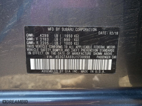 2018 Subaru Impreza with VIN 4S3GTAA69J1730998, listed as a Copart auction lot 53235735 with 86,636 mi miles and Salvage Title. Bid and sale history available at carsss.com. Image 12.