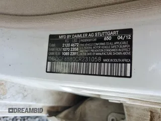 2012 Mercedes-Benz C 300 Sport with VIN WDDGF8BB0CR231058, listed as a Copart auction lot 58540945 with 178,360 mi miles and Salvage title. Bid and sale history available at DreamBid. Image 12.