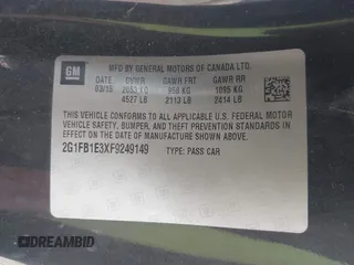 2015 Chevrolet Camaro LS z VIN 2G1FB1E3XF9249149, wystawiony jako IAAI lot #42157356 z przebiegiem 160 920 mil mil oraz . Historia ofert i sprzedaży dostępna na DreamBid. Obrazek 9.