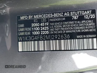 2021 Mercedes-Benz A 220 with VIN W1K3G4FB2MJ292636, listed as a IAAI auction lot 41528381 with 55,976 mi miles and . Bid and sale history available at DreamBid. Image 9.