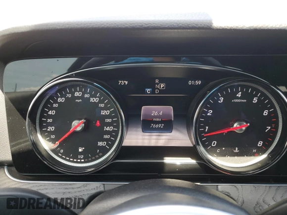 2019 Mercedes-Benz E 300 with VIN WDDZF4JB4KA568736, listed as a Copart auction lot 51931225 with 76,692 mi miles and Salvage title. Bid and sale history available at DreamBid. Image 9.