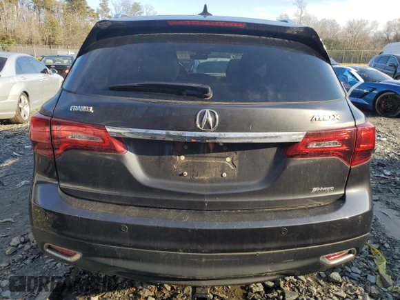 2016 Acura MDX w/Advance with VIN 5FRYD4H90GB034838, listed as a Copart auction lot 44778215 with 0 mi miles and Salvage Title. Bid and sale history available at carsss.com. Image 6.