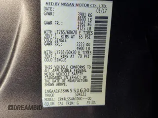 2017 Nissan Titan XD SV with VIN 1N6AA1F28HN551630, listed as a Copart auction lot 87104504 with 136,518 mi miles and Salvage Title. Bid and sale history available at carsss.com. Image 14.