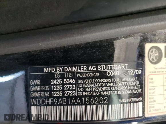 2010 Mercedes-Benz E-Class E 550 Luxury with VIN WDDHF9AB1AA156202, listed as a Copart auction lot 75260754 with 198,686 mi miles and Clean Title. Bid and sale history available at carsss.com. Image 12.