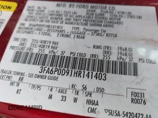2017 Ford Fusion Titanium с VIN 3FA6P0D91HR141403, выставлен на аукционе IAAI как лот 41989240 с пробегом 185 588 миль миль и . История ставок и продаж доступна на DreamBid. Изображение 9.