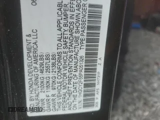 2023 Honda Accord Sport with VIN 1HGCY2F55PA051326, listed as a Copart auction lot 48873445 with 108,105 mi miles and Salvage title. Bid and sale history available at DreamBid. Image 12.