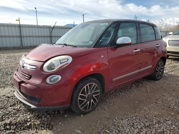 2014 FIAT 500L Lounge with VIN ZFBCFACHXEZ029174, listed as a Copart auction lot 80573714 with 72,099 mi miles and Salvage Title. Bid and sale history available at carsss.com. Image 1.