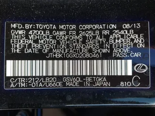 2013 Lexus ES 250 with VIN JTHBK1GGXD2080461, listed as a IAAI auction lot 41684663 with 78,825 mi miles and . Bid and sale history available at DreamBid. Image 9.