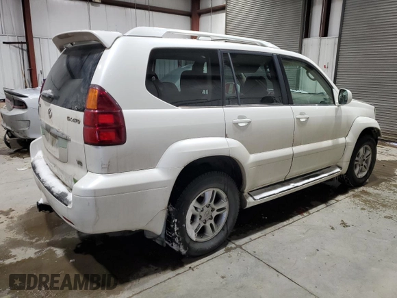 2004 Lexus GX 470 z VIN JTJBT20X240059501, wystawiony jako Copart lot #45146365 z przebiegiem 190 145 mil mil oraz Tytuł czysty. Historia ofert i sprzedaży dostępna na DreamBid. Obrazek 3.