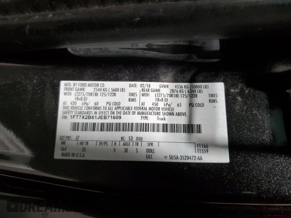 2018 Ford F-250 XL z VIN 1FT7X2B61JEB71609, wystawiony jako Copart lot #45167395 z przebiegiem 107 493 mil mil oraz Szkoda całkowita • Salvage title. Historia ofert i sprzedaży dostępna na DreamBid. Obrazek 12.