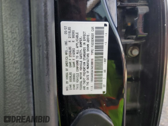 2007 Acura TL with VIN 19UUA66247A038816, listed as a Copart auction lot 55165925 with 96,499 mi miles and Salvage Title. Bid and sale history available at carsss.com. Image 12.