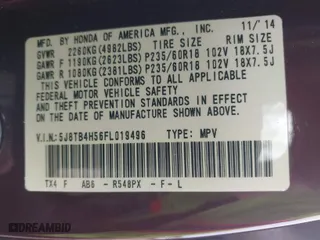 2015 Acura RDX Tech Pkg with VIN 5J8TB4H56FL019496, listed as a IAAI auction lot 41612411 with 166,672 mi miles. Bid and sale history available at carsss.com. Image 9.