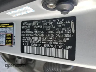 2011 Hyundai Veracruz GLS with VIN KM8NUDCC1BU158054, listed as a Copart auction lot 43576765 with 178,905 mi miles and Salvage Title. Bid and sale history available at DreamBid. Image 15.