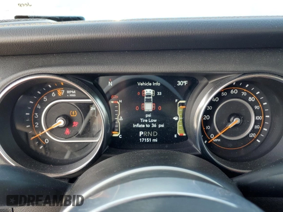 2022 Jeep Gladiator Overland with VIN 1C6HJTFG6NL124535, listed as a Copart auction lot 45988595 with 17,151 mi miles and Salvage title. Bid and sale history available at DreamBid. Image 9.