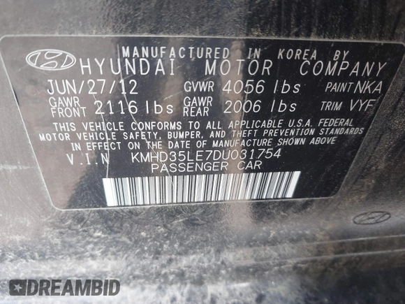 2013 Hyundai Elantra с VIN KMHD35LE7DU031754, выставлен на аукционе IAAI как лот 41004237 с пробегом 101 743 миль миль и . История ставок и продаж доступна на DreamBid. Изображение 9.
