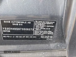 2007 Saab 9-5 Aero with VIN YS3EH49G973506272, listed as a IAAI auction lot 41891935 with 138,839 mi miles. Bid and sale history available at carsss.com. Image 9.
