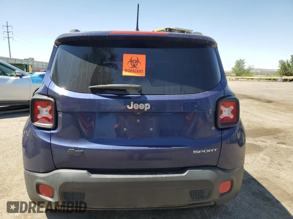 2017 Jeep Renegade Sport с VIN ZACCJAAB9HPE83087, выставлен на аукционе Copart как лот 59565905 с пробегом Не указан миль и Списание • Salvage title. История ставок и продаж доступна на DreamBid. Изображение 6.