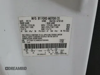 2014 Ford F-150 XL with VIN 1FTMF1CM8EKF55066, listed as a Copart auction lot 55259635 with 117,225 mi miles and Clean title. Bid and sale history available at DreamBid. Image 12.