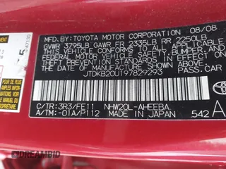 2009 Toyota Prius z VIN JTDKB20U197829293, wystawiony jako IAAI lot #41710083 z przebiegiem 154 100 mil mil oraz . Historia ofert i sprzedaży dostępna na DreamBid. Obrazek 9.