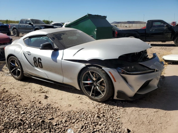2021 Toyota GR Supra 3.0 with VIN WZ1DB0C02MW041211, listed as a Copart auction lot 79557064 with 0 mi miles and Salvage Title. Bid and sale history available at carsss.com. Image 4.