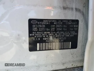 2020 Hyundai Ioniq Blue with VIN KMHC65LC8LU240520, listed as a Copart auction lot 61002695 with 75,405 mi miles and Salvage title. Bid and sale history available at DreamBid. Image 12.