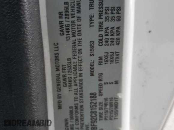 2012 Chevrolet Colorado Work Truck z VIN 1GCESBF92C8152188, wystawiony jako Copart lot #85895844 z przebiegiem 149 980 mil mil oraz Szkoda całkowita • Salvage title. Historia ofert i sprzedaży dostępna na DreamBid. Obrazek 12.