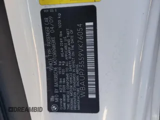 2009 BMW 1 Series 128i with VIN WBAUP73559VK76054, listed as a Copart auction lot 41538195 with Not Provided miles and Salvage Title. Bid and sale history available at carsss.com. Image 12.