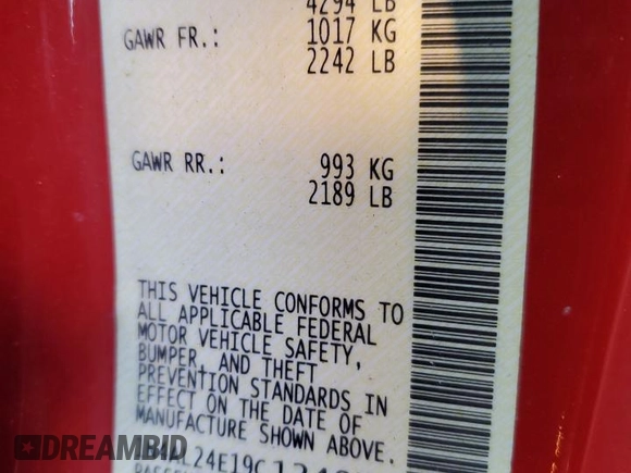 2009 Nissan Altima 2.5 S with VIN 1N4AL24E19C124874, listed as a Copart auction lot 48630085 with 123,861 mi miles and Salvage Title. Bid and sale history available at carsss.com. Image 12.
