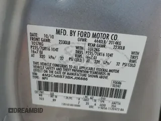 2011 Mercury Mariner z VIN 4M2CN8B73BKJ06886, wystawiony jako Copart lot #50308485 z przebiegiem 118 584 mil mil oraz Szkoda całkowita • Salvage title. Historia ofert i sprzedaży dostępna na DreamBid. Obrazek 15.