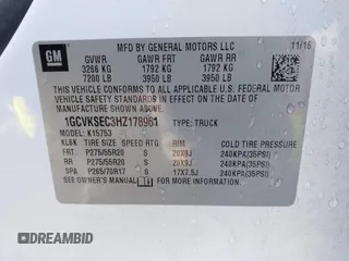 2017 Chevrolet Silverado 1500 LTZ with VIN 1GCVKSEC3HZ178961, listed as a IAAI auction lot 41932244 with 90,915 mi miles and . Bid and sale history available at DreamBid. Image 9.