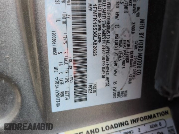 2008 Ford Expedition Max SSV z VIN 1FMFK16538LA82826, wystawiony jako Copart lot #54740235 z przebiegiem 113 790 mil mil oraz Szkoda całkowita • Salvage title. Historia ofert i sprzedaży dostępna na DreamBid. Obrazek 12.